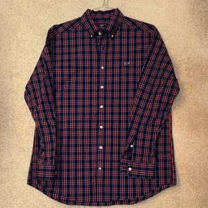 Vineyard Vines Men's Blue and Red Plaid Shirt